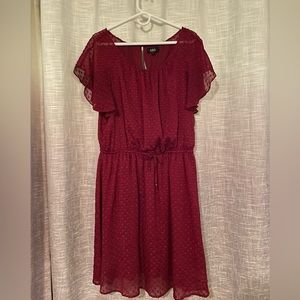 Maroon Swiss dot dress